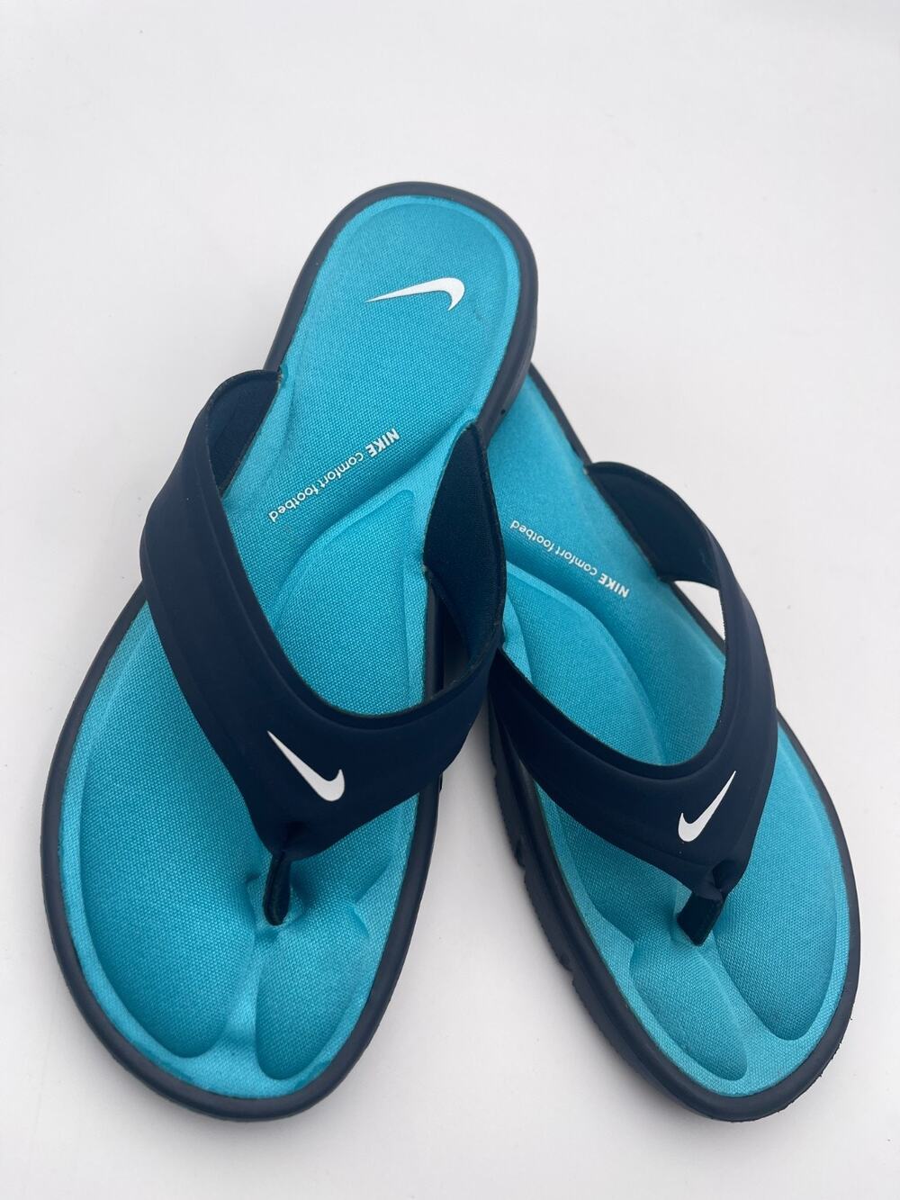 Nike Ultra Comfort Women's Size 9 Blue Aqua Slip-On Comfort Thong Sandals 882697